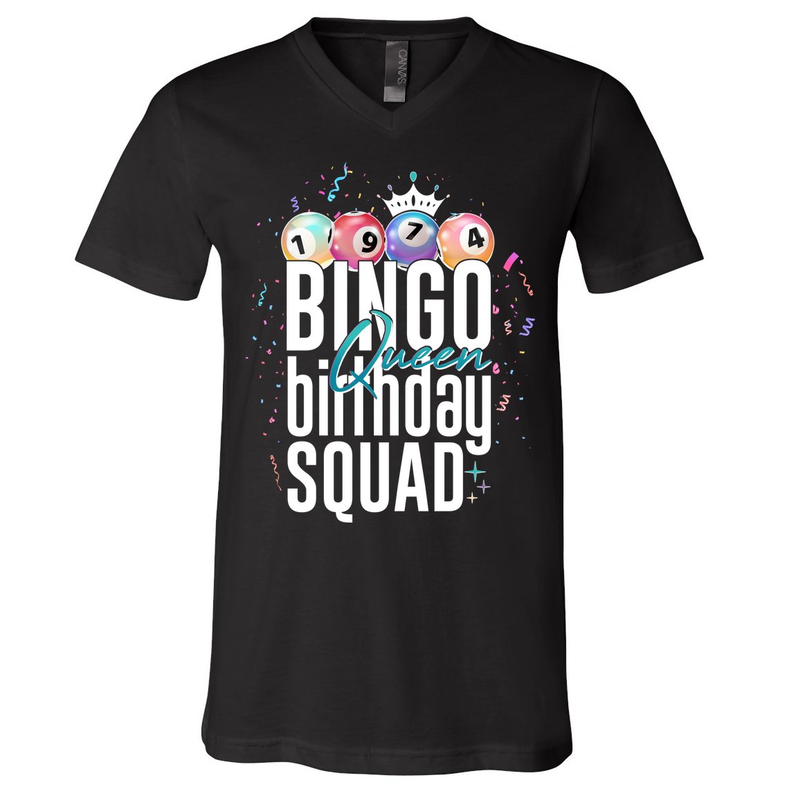 Bingo Queen Birthday Squad V-Neck T-Shirt