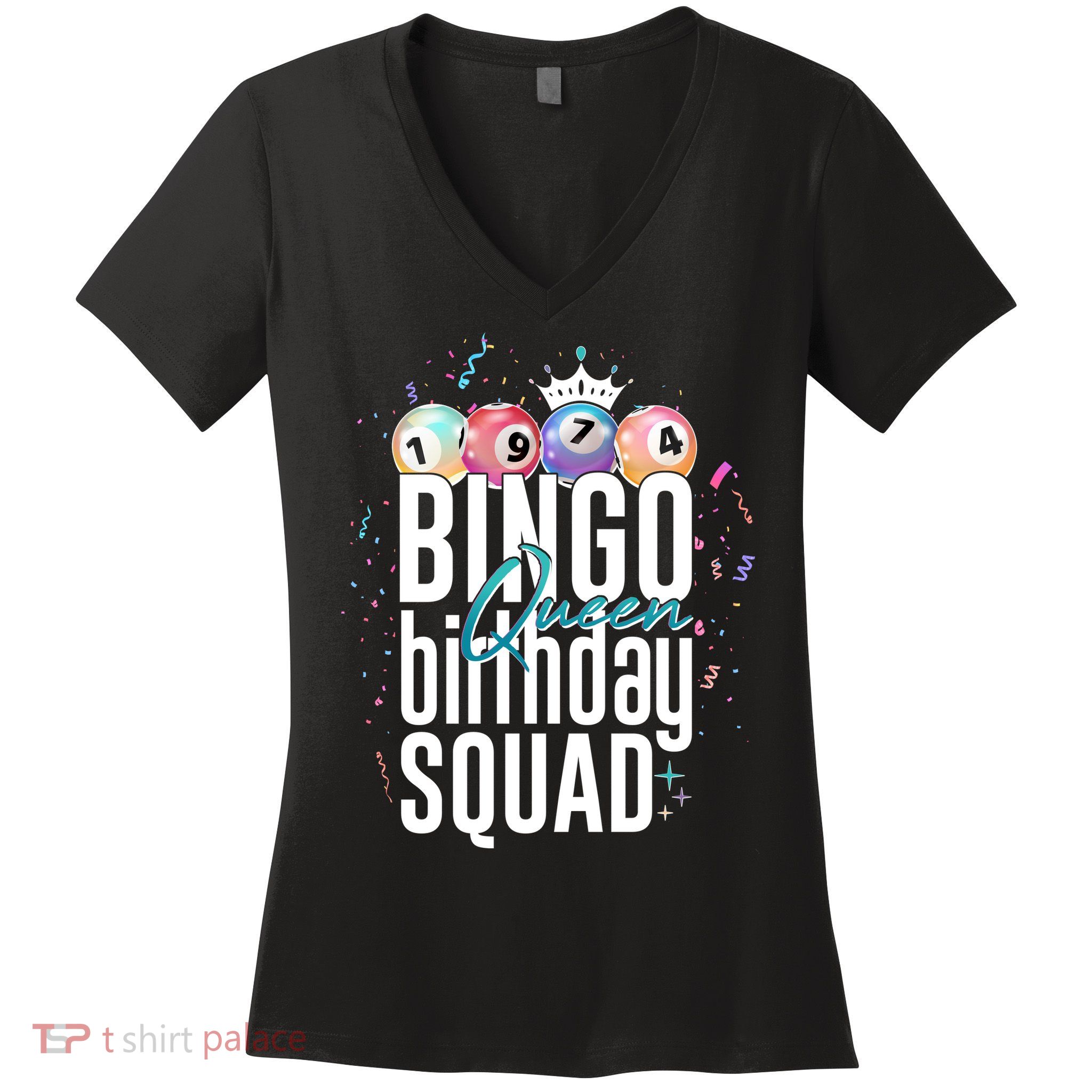 Bingo Queen Birthday Squad Women's V-Neck T-Shirt