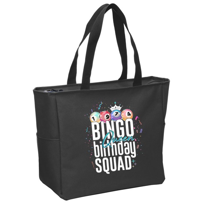 Bingo Queen Birthday Squad Zip Tote Bag