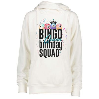 Bingo Queen Birthday Squad Womens Funnel Neck Pullover Hood