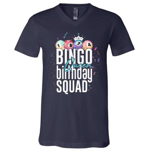 Bingo Queen Birthday Squad V-Neck T-Shirt