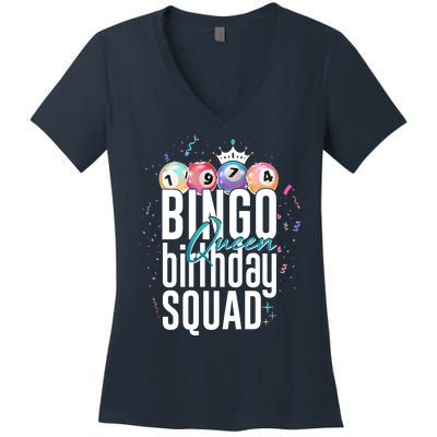 Bingo Queen Birthday Squad Women's V-Neck T-Shirt