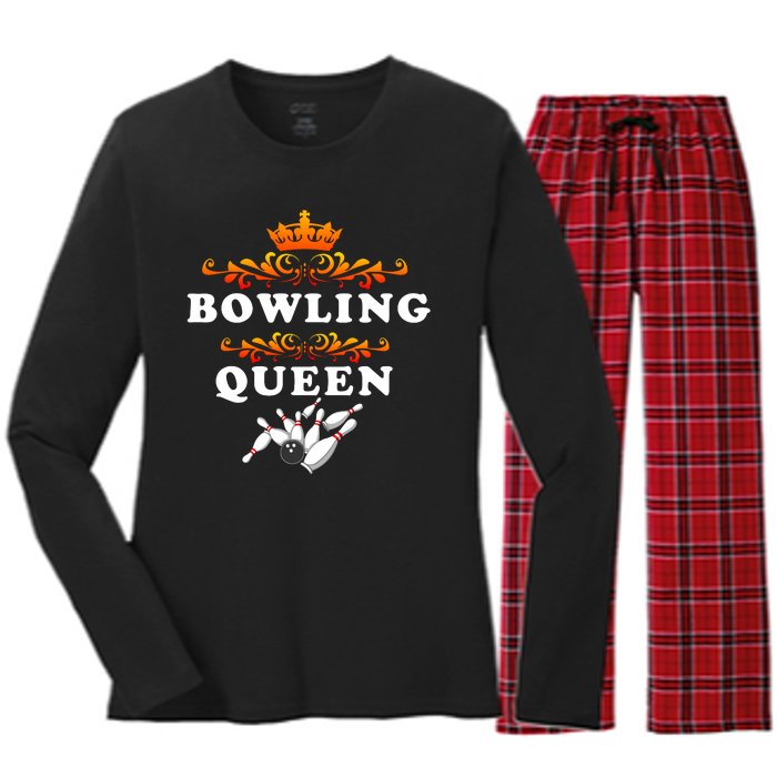 Bowling Queen Women's Long Sleeve Flannel Pajama Set 