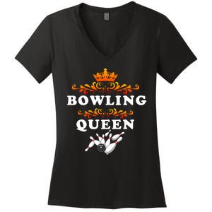 Bowling Queen Women's V-Neck T-Shirt