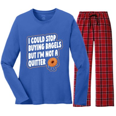 Bagel Quote Bagel Lover Meaningful Gift Women's Long Sleeve Flannel Pajama Set 