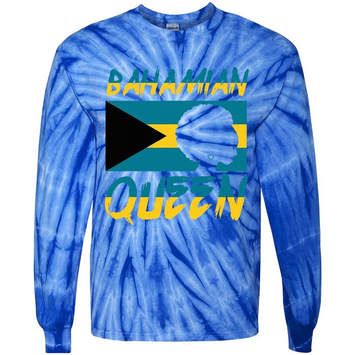 Bahamian Queen Bahamas Flag Pride Home Country Heritage Tie-Dye Long Sleeve Shirt