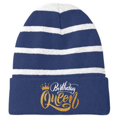 Birthday Queen Striped Beanie with Solid Band