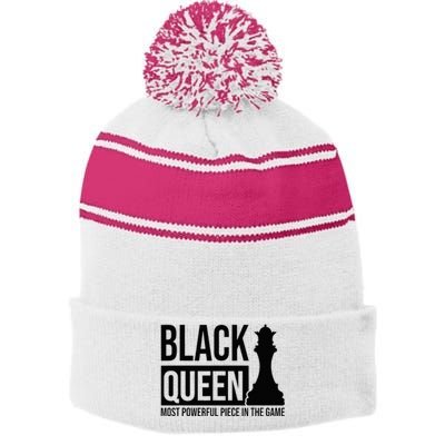 Black Queen Culture Heritage Power Pride Strength Self Love Stripe Pom Pom Beanie