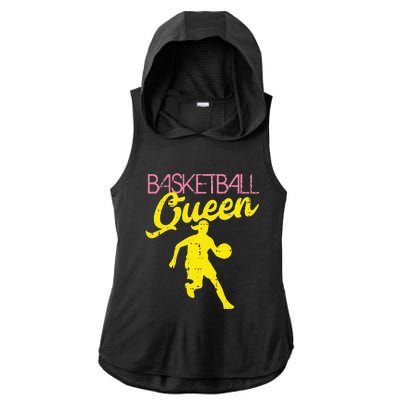 Basketball Queen Cool Sports Baller Player Coach Ladies PosiCharge Tri-Blend Wicking Draft Hoodie Tank