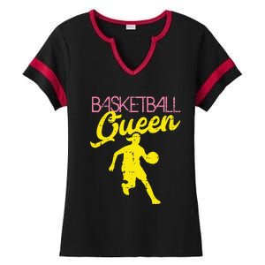 Basketball Queen Cool Sports Baller Player Coach Ladies Halftime Notch Neck Tee