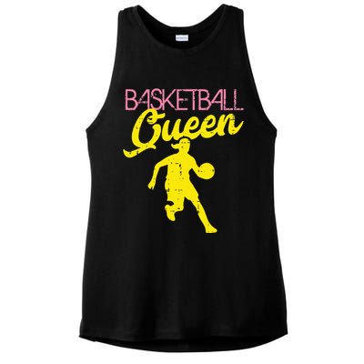 Basketball Queen Cool Sports Baller Player Coach Ladies PosiCharge Tri-Blend Wicking Tank