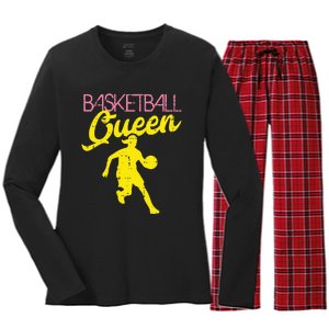 Basketball Queen Cool Sports Baller Player Coach Women's Long Sleeve Flannel Pajama Set 