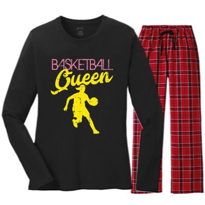 Basketball Queen Cool Sports Baller Player Coach Women's Long Sleeve Flannel Pajama Set 