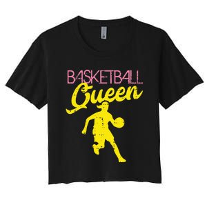 Basketball Queen Cool Sports Baller Player Coach Women's Crop Top Tee