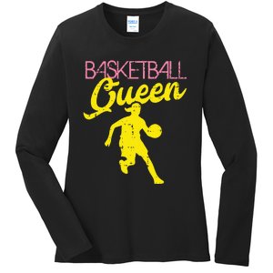 Basketball Queen Cool Sports Baller Player Coach Ladies Long Sleeve Shirt