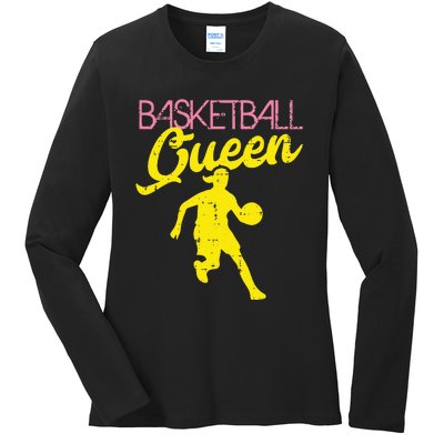 Basketball Queen Cool Sports Baller Player Coach Ladies Long Sleeve Shirt