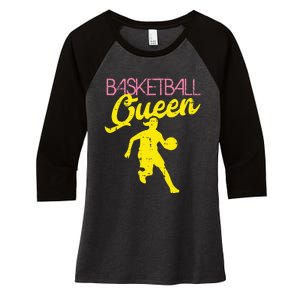 Basketball Queen Cool Sports Baller Player Coach Women's Tri-Blend 3/4-Sleeve Raglan Shirt