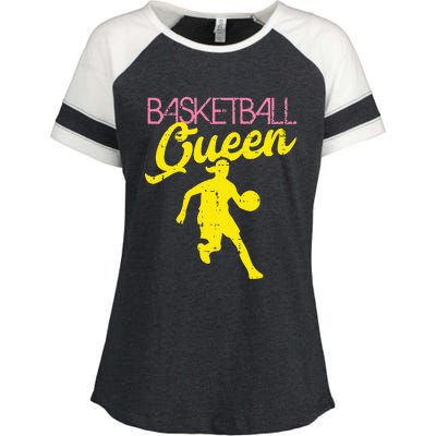 Basketball Queen Cool Sports Baller Player Coach Enza Ladies Jersey Colorblock Tee