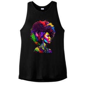 Black Queen's Colorful Afro II Ladies PosiCharge Tri-Blend Wicking Tank