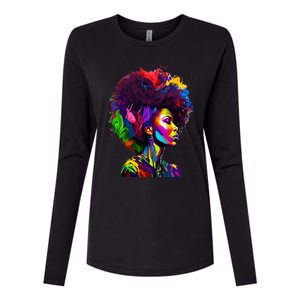 Black Queen's Colorful Afro II Womens Cotton Relaxed Long Sleeve T-Shirt