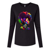 Black Queen's Colorful Afro II Womens Cotton Relaxed Long Sleeve T-Shirt