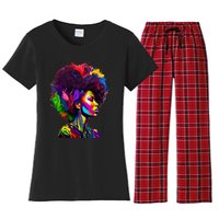 Black Queen's Colorful Afro II Women's Flannel Pajama Set