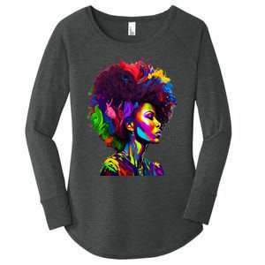 Black Queen's Colorful Afro II Women's Perfect Tri Tunic Long Sleeve Shirt