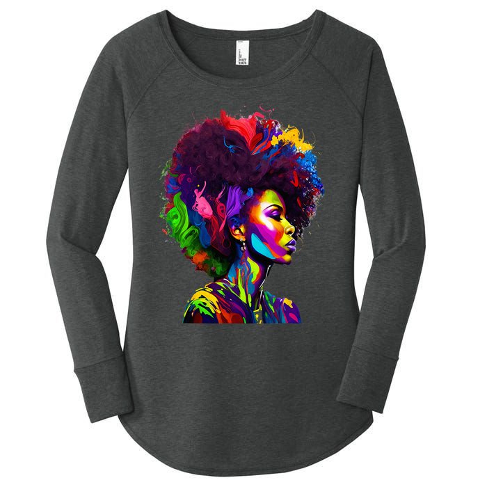 Black Queen's Colorful Afro II Women's Perfect Tri Tunic Long Sleeve Shirt