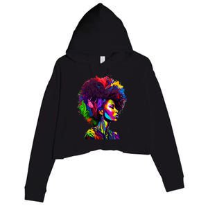 Black Queen's Colorful Afro II Crop Fleece Hoodie