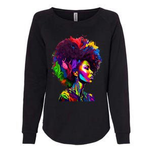 Black Queen's Colorful Afro II Womens California Wash Sweatshirt