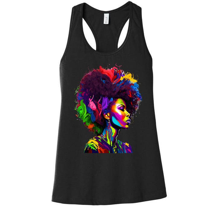 Black Queen's Colorful Afro II Women's Racerback Tank