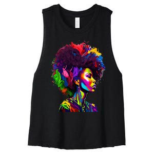 Black Queen's Colorful Afro II Women's Racerback Cropped Tank