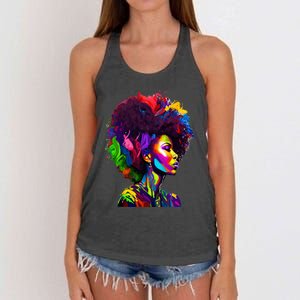 Black Queen's Colorful Afro II Women's Knotted Racerback Tank