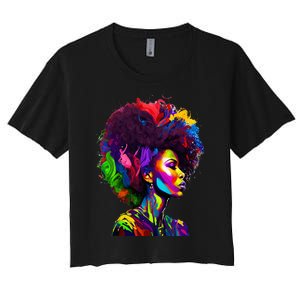 Black Queen's Colorful Afro II Women's Crop Top Tee