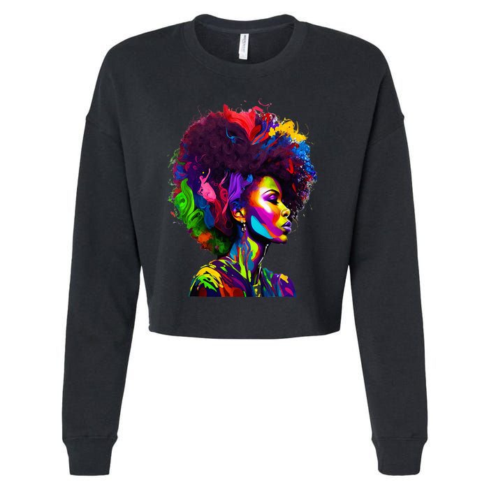 Black Queen's Colorful Afro II Cropped Pullover Crew