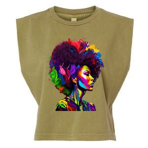 Black Queen's Colorful Afro II Garment-Dyed Women's Muscle Tee