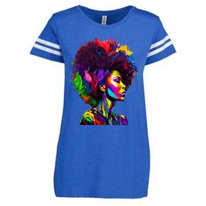 Black Queen's Colorful Afro II Enza Ladies Jersey Football T-Shirt