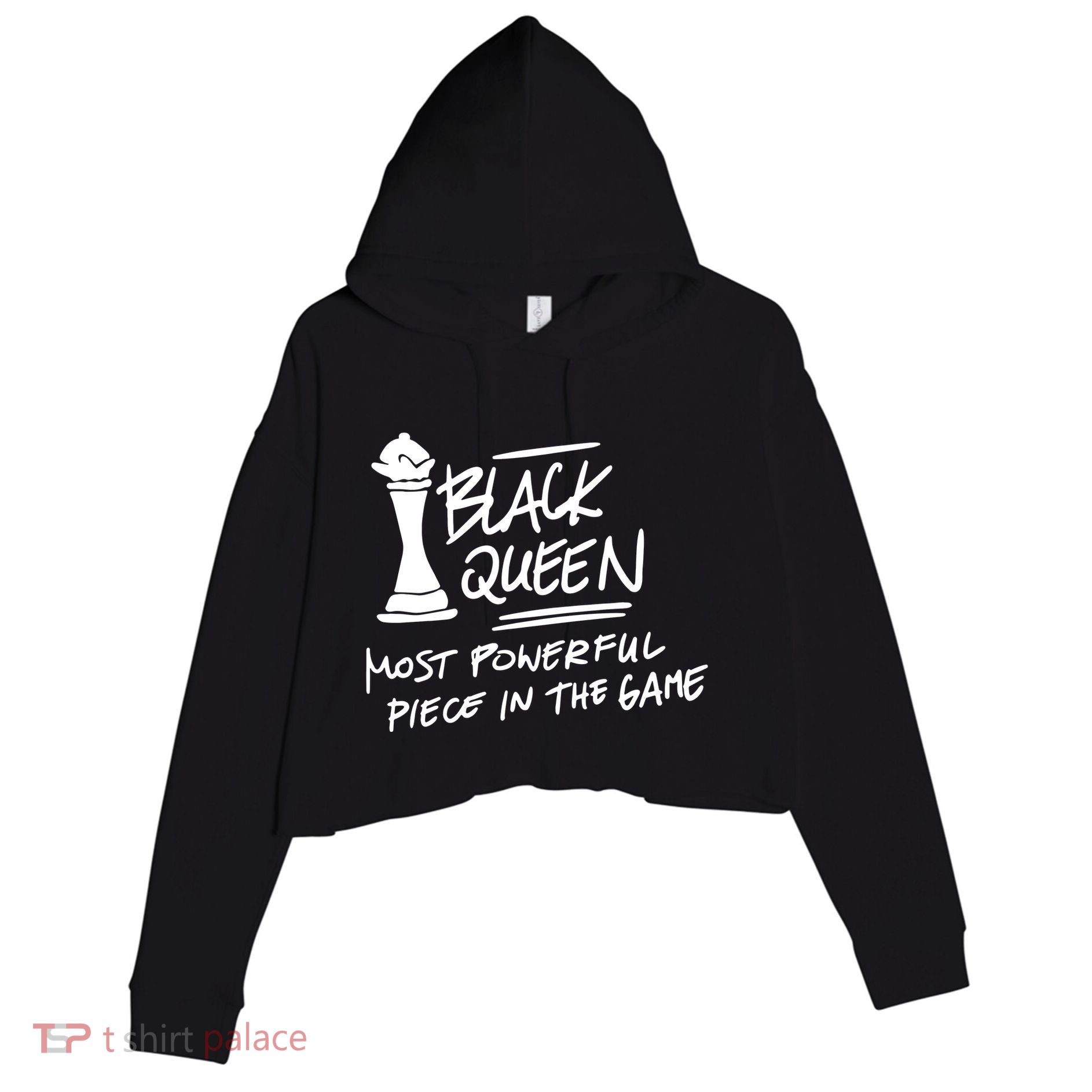 Black Queen Chess Piece Blm Graphic Crop Fleece Hoodie