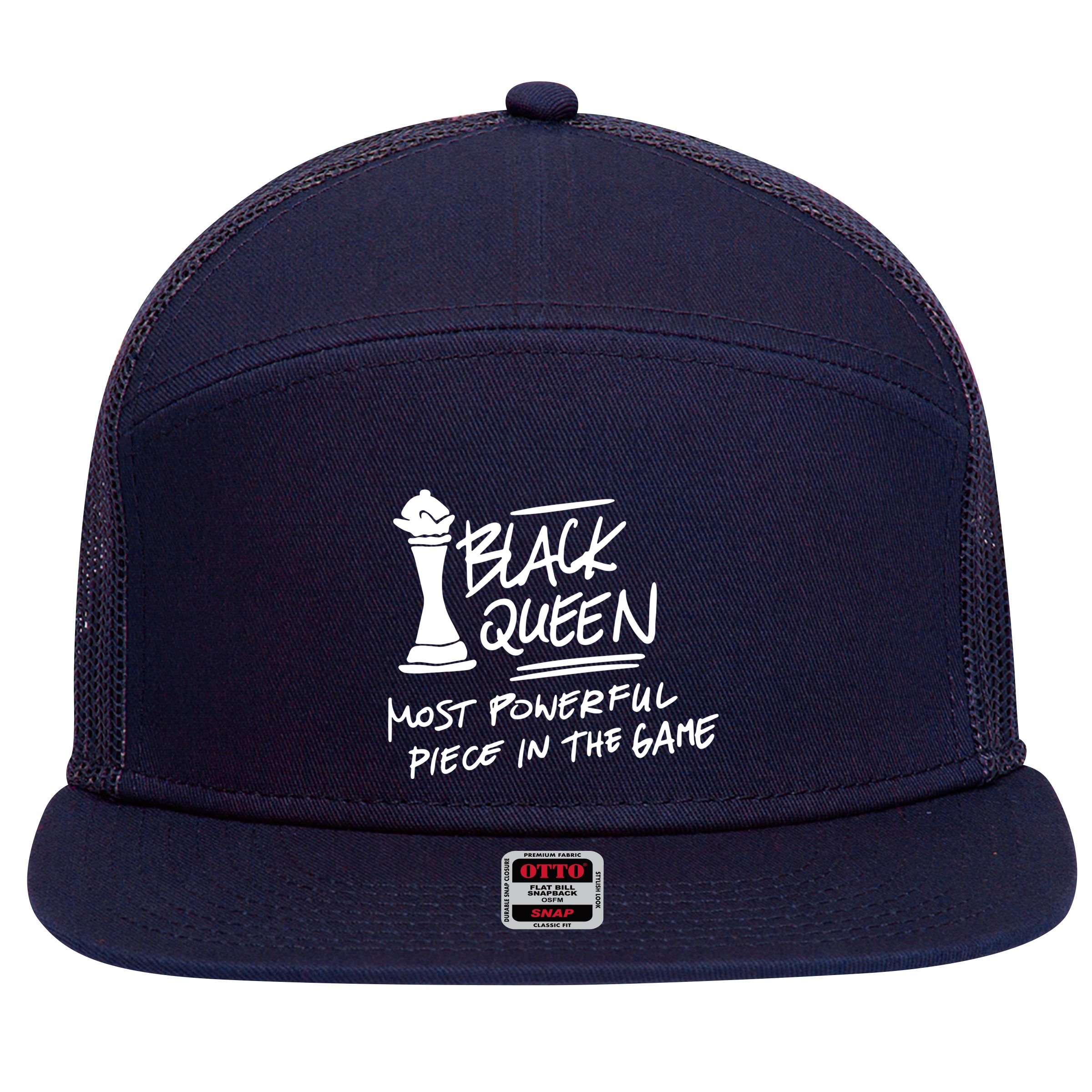 Black Queen Chess Piece Blm Graphic 7 Panel Mesh Trucker Snapback Hat
