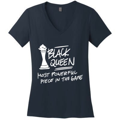 Black Queen Chess Piece Blm Graphic Women's V-Neck T-Shirt