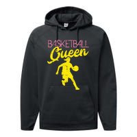 Basketball Queen Cool Sports Baller Player Coach Performance Fleece Hoodie