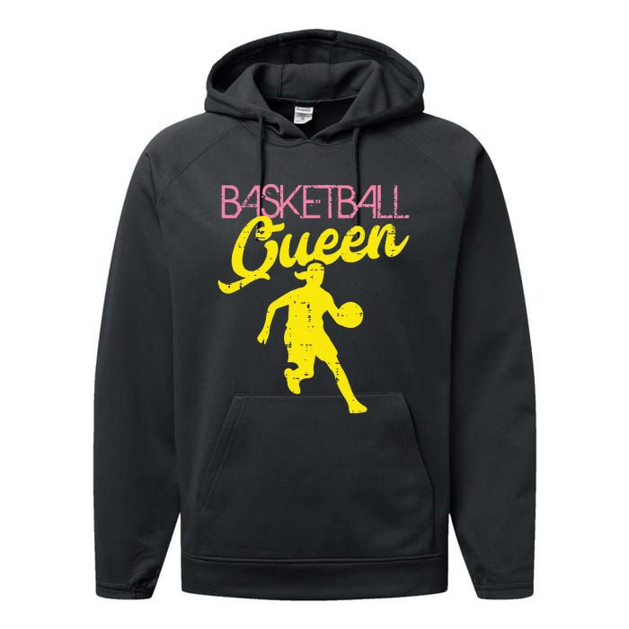 Basketball Queen Cool Sports Baller Player Coach Performance Fleece Hoodie