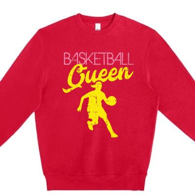 Basketball Queen Cool Sports Baller Player Coach Premium Crewneck Sweatshirt