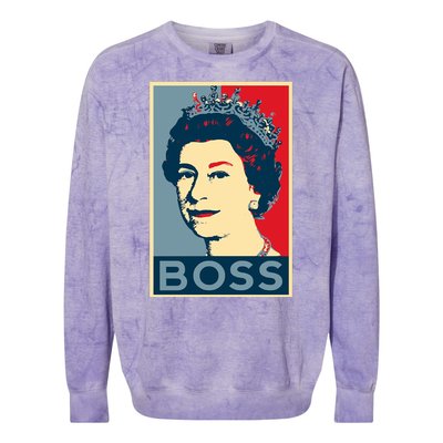 Boss Queen Elizabeth Retro Vintage Colorblast Crewneck Sweatshirt