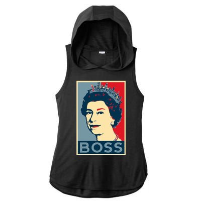 Boss Queen Elizabeth Retro Vintage Ladies PosiCharge Tri-Blend Wicking Draft Hoodie Tank