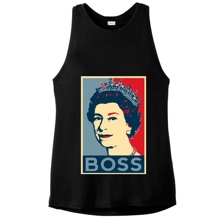 Boss Queen Elizabeth Retro Vintage Ladies PosiCharge Tri-Blend Wicking Tank