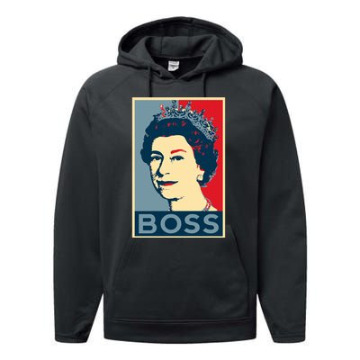 Boss Queen Elizabeth Retro Vintage Performance Fleece Hoodie