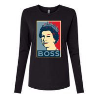 Boss Queen Elizabeth Retro Vintage Womens Cotton Relaxed Long Sleeve T-Shirt