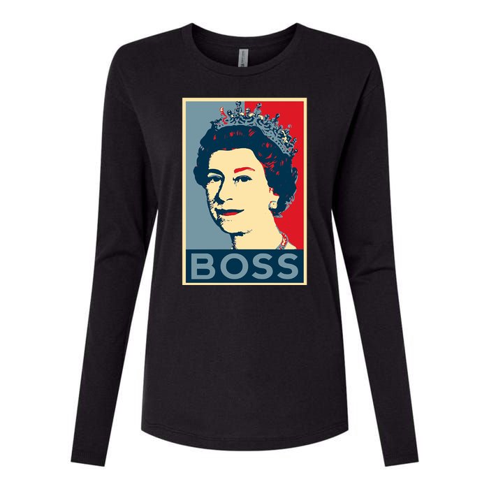 Boss Queen Elizabeth Retro Vintage Womens Cotton Relaxed Long Sleeve T-Shirt