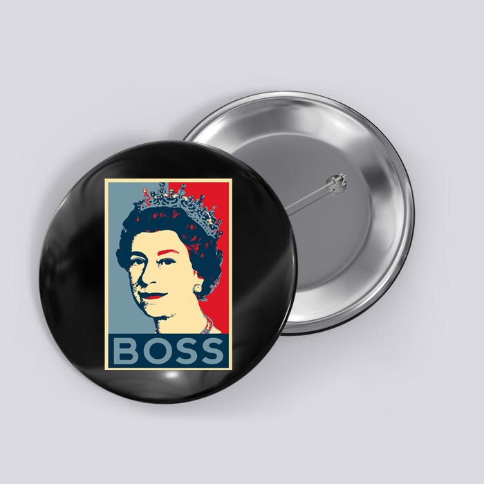 Boss Queen Elizabeth Retro Vintage Button